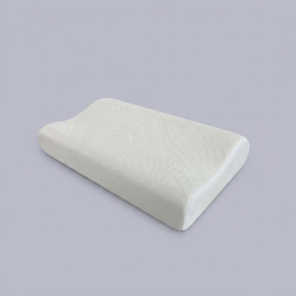 Almohada cervical de doble altura Dos, sobre fondo liso de estudio