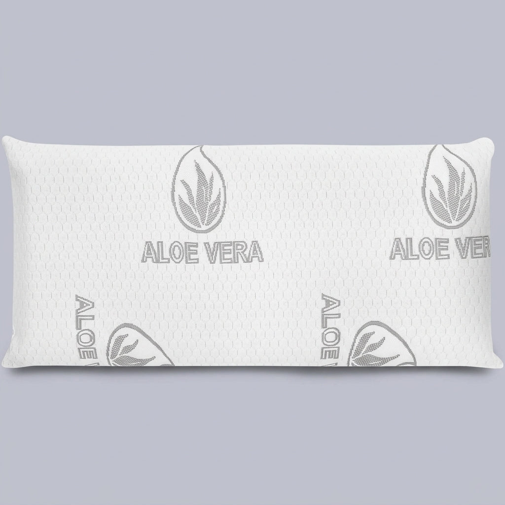 Almohada viscoelástica con aloe vera y firmeza media Aloe, sobre fondo liso de estudio