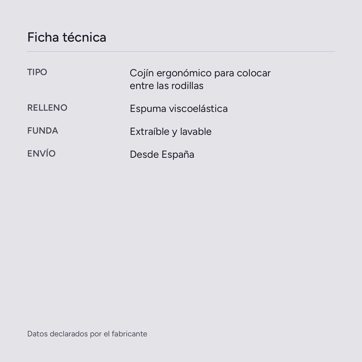 Cojín viscoelástico para piernas y rodillas Entre, vista de producto