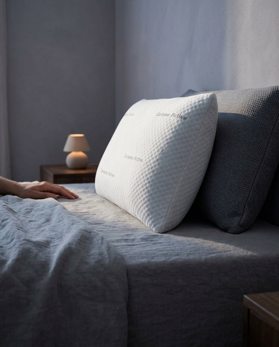 Almohada viscoelástica en seis medidas Medida, de perfil a la altura del colchón