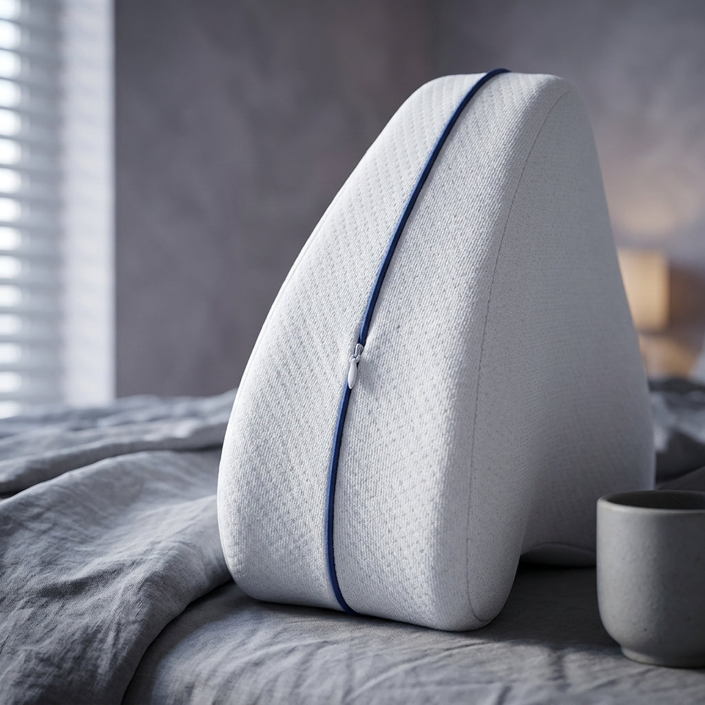 Cojín ergonómico para piernas y rodillas Descanso, detalle de espuma viscoelástica (memory foam, según breve descripción)