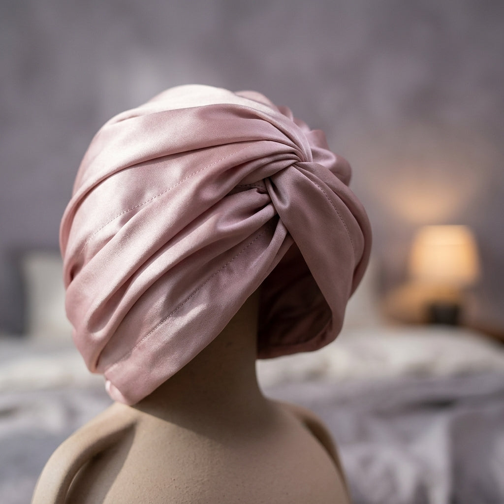 Gorro para dormir de seda de morera Turbante, detalle de material: seda (campo estructurado)