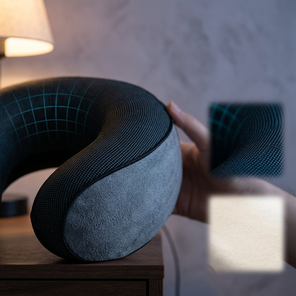 Almohada de viaje en U de espuma viscoelástica Vuelo, detalle de relleno: espuma de memoria · material: 100% algodón