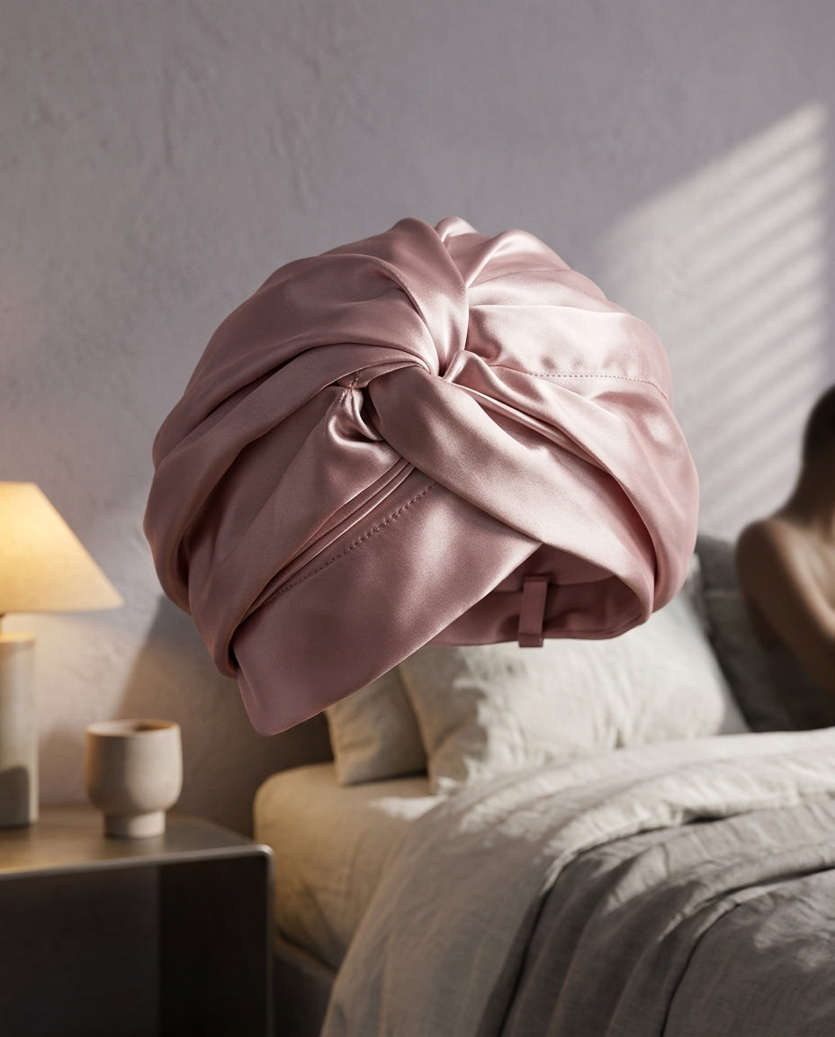 Gorro para dormir de seda de morera Turbante, detalle de material: seda (campo estructurado)