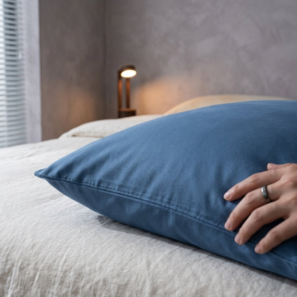 Juego de dos fundas de almohada Suave, detalle de poliéster / algodón (tela cepillada)