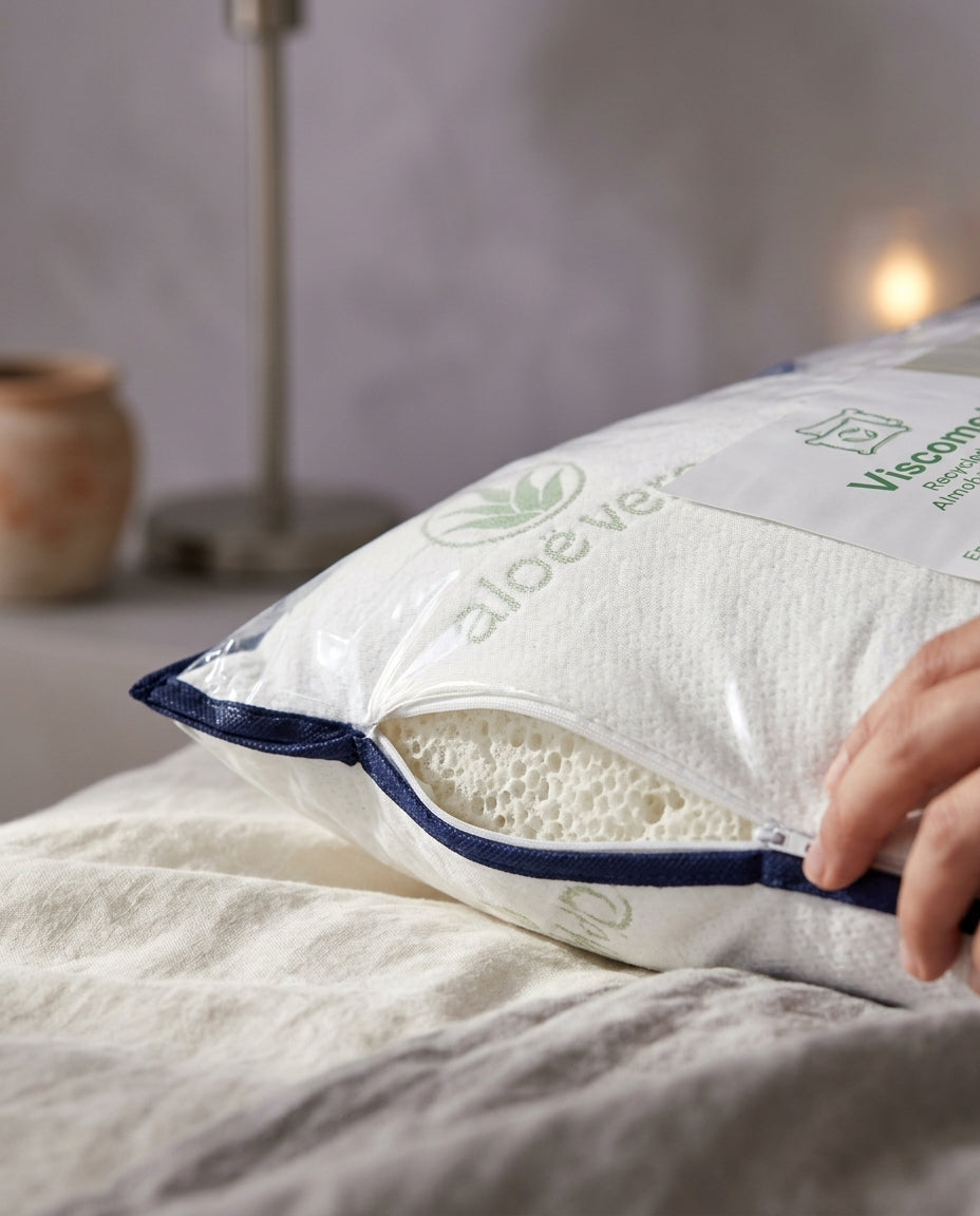 Almohada de copos viscoelásticos Viscomed, detalle de copos viscoelastica