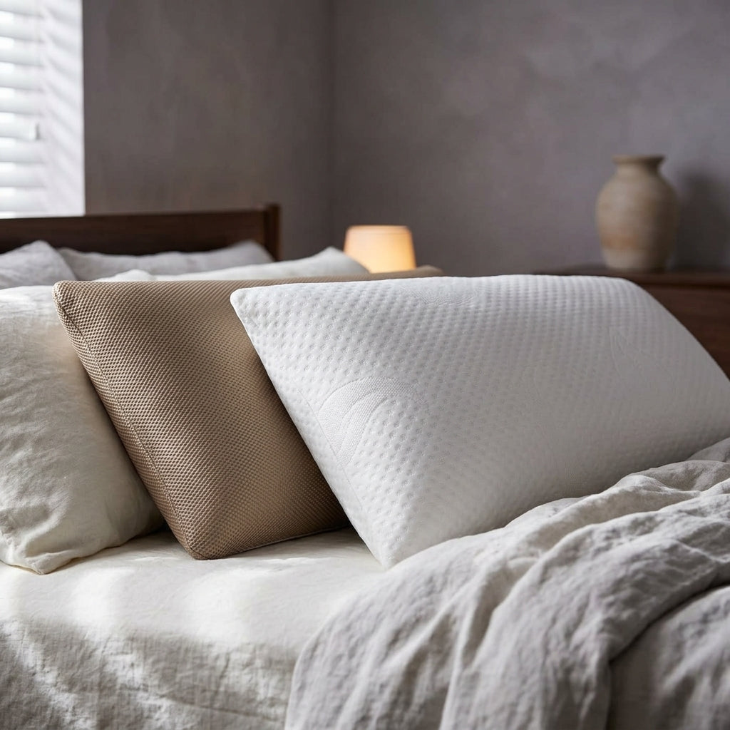 Almohada viscoelástica Aloe Vera con tejido 3D Fresh, detalle de material: poliéster · material interior de ropa de cama: viscoelástico