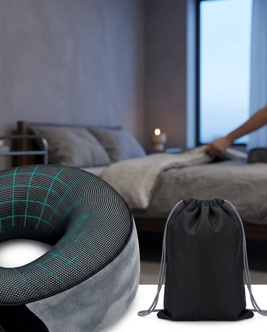 Almohada de viaje en U de espuma viscoelástica Vuelo, detalle de relleno: espuma de memoria · material: 100% algodón