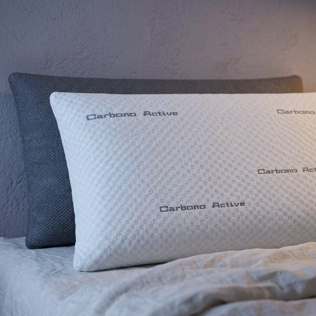Almohada viscoelástica en seis medidas Medida, detalle del tejido y la espuma