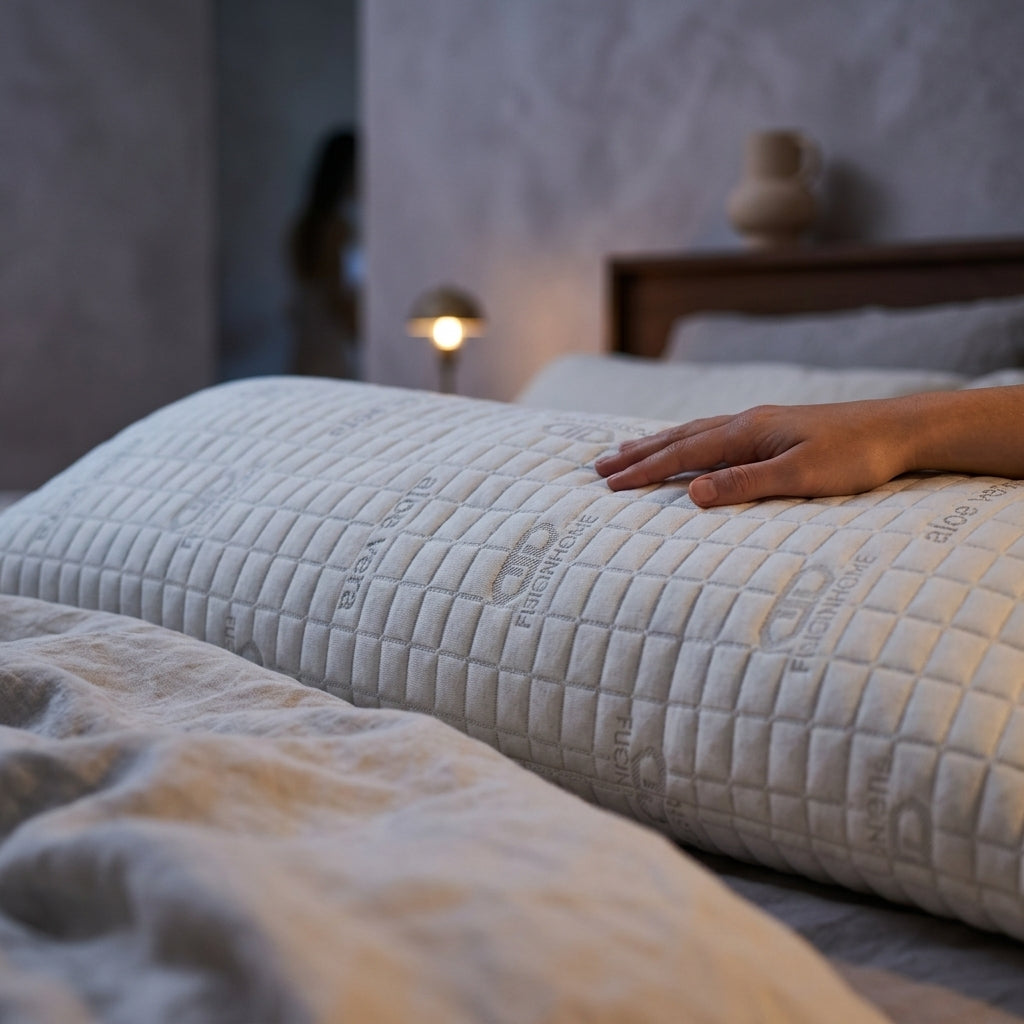 Almohada de copos de viscoelástica con aloe vera Copos, detalle de viscoelástica (100% copos)